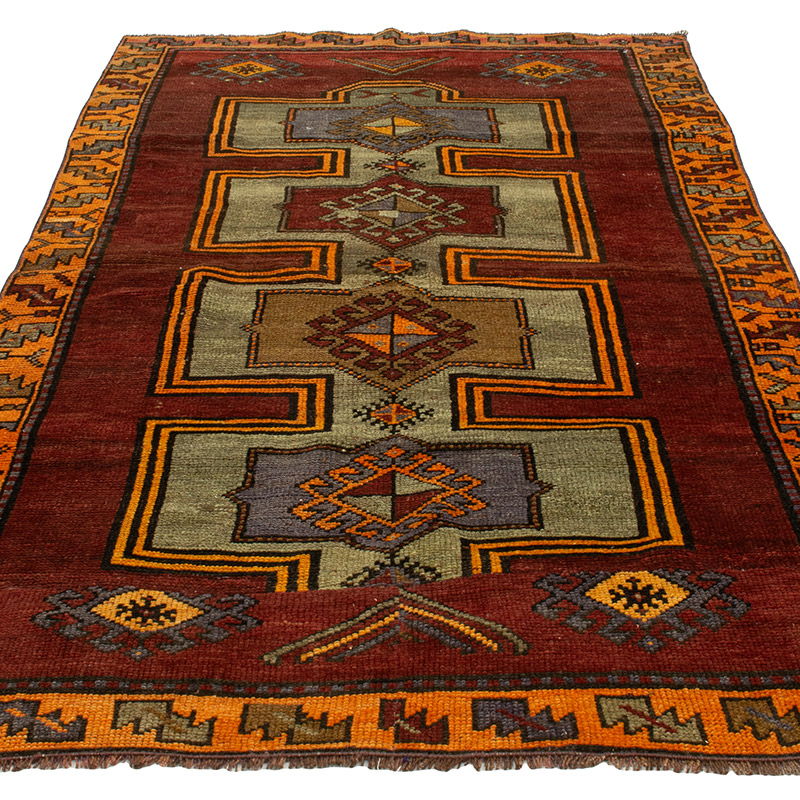 Alfombra Vintage Turca Anudada a Mano - 122 cm x 212 cm - K0090821