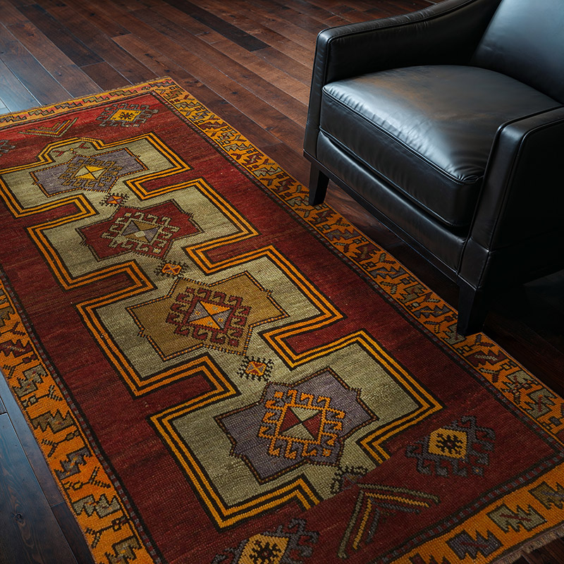 Alfombra Vintage Turca Anudada a Mano - 122 cm x 212 cm - K0090821