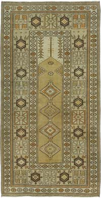 Vintage Turkish Hand-Knotted Rug - 3' 9" x 7' 3" (45" x 87")