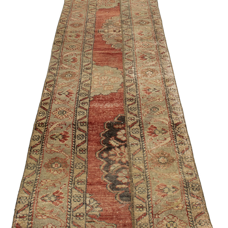 Pasillo Vintage Turco Anudado a Mano - 68 cm x 369 cm - K0090834