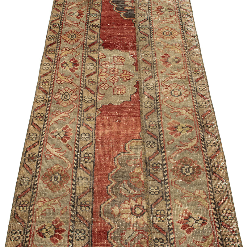 Pasillo Vintage Turco Anudado a Mano - 68 cm x 369 cm - K0090834