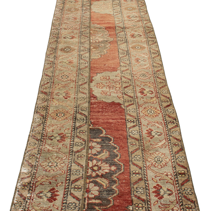 Pasillo Vintage Turco Anudado a Mano - 68 cm x 369 cm - K0090834