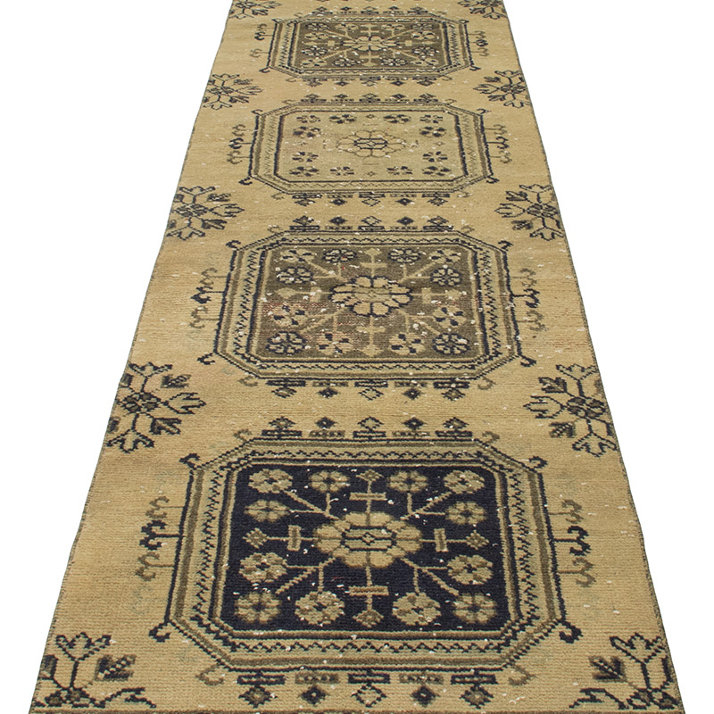 Pasillo Vintage Turco Anudado a Mano - 72 cm x 370 cm - K0090835