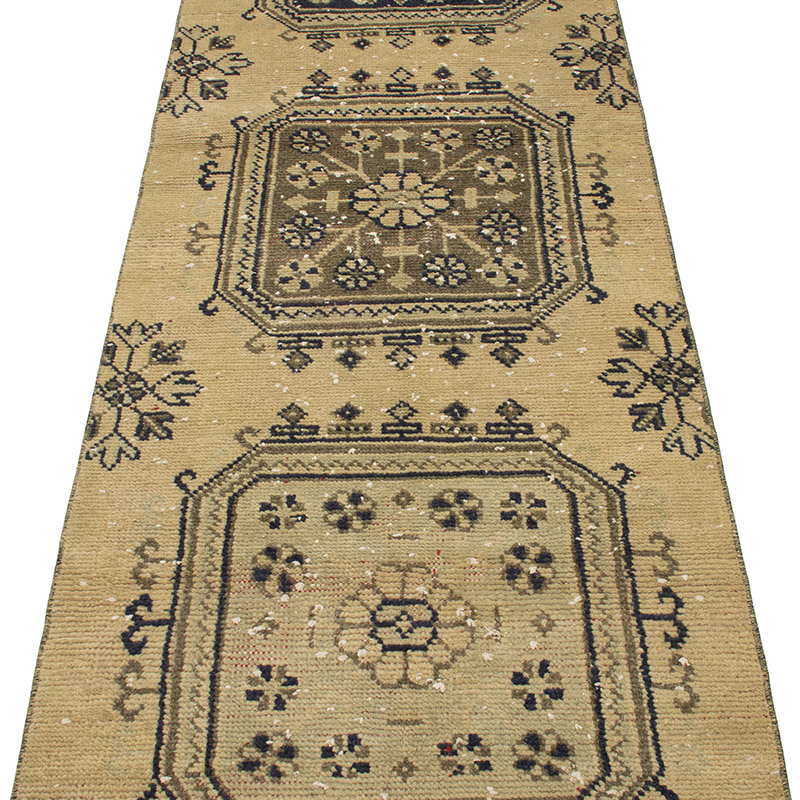 Pasillo Vintage Turco Anudado a Mano - 72 cm x 370 cm - K0090835
