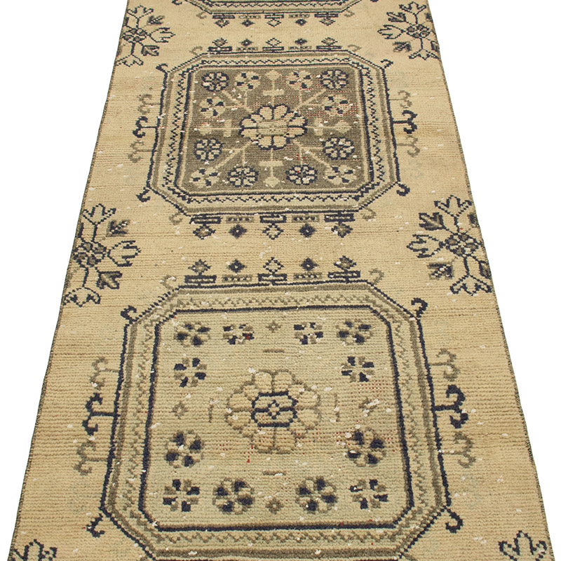 Pasillo Vintage Turco Anudado a Mano - 72 cm x 370 cm - K0090835