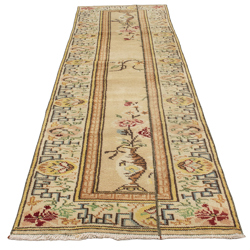 Pasillo Vintage Turco Anudado a Mano - 78 cm x 284 cm - K0090845
