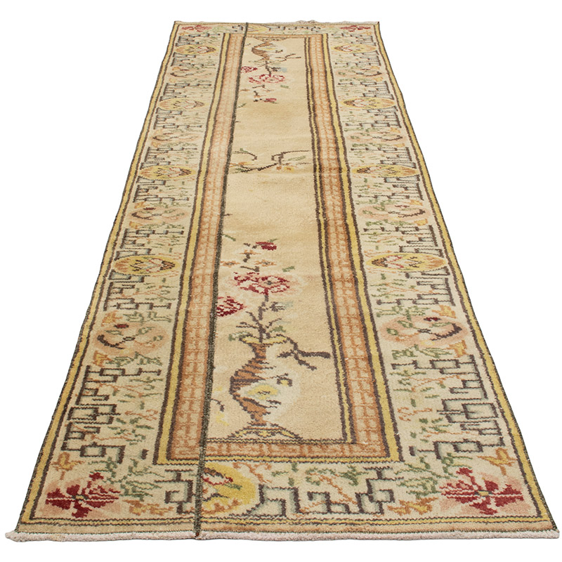 Pasillo Vintage Turco Anudado a Mano - 78 cm x 284 cm - K0090845