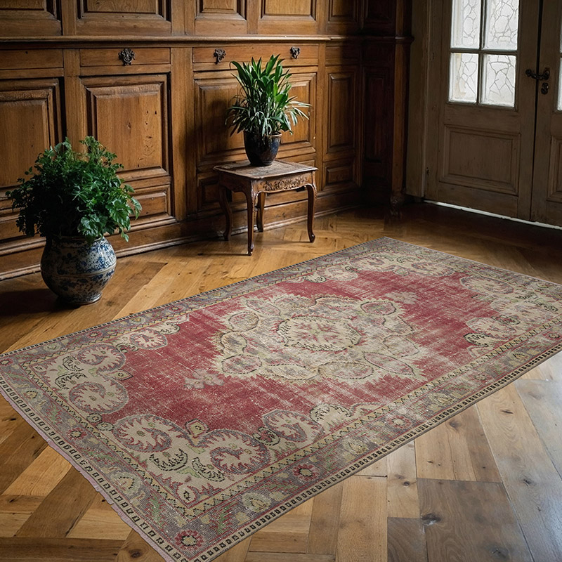 Alfombra Vintage Turca Anudada a Mano - 165 cm x 267 cm - K0090849