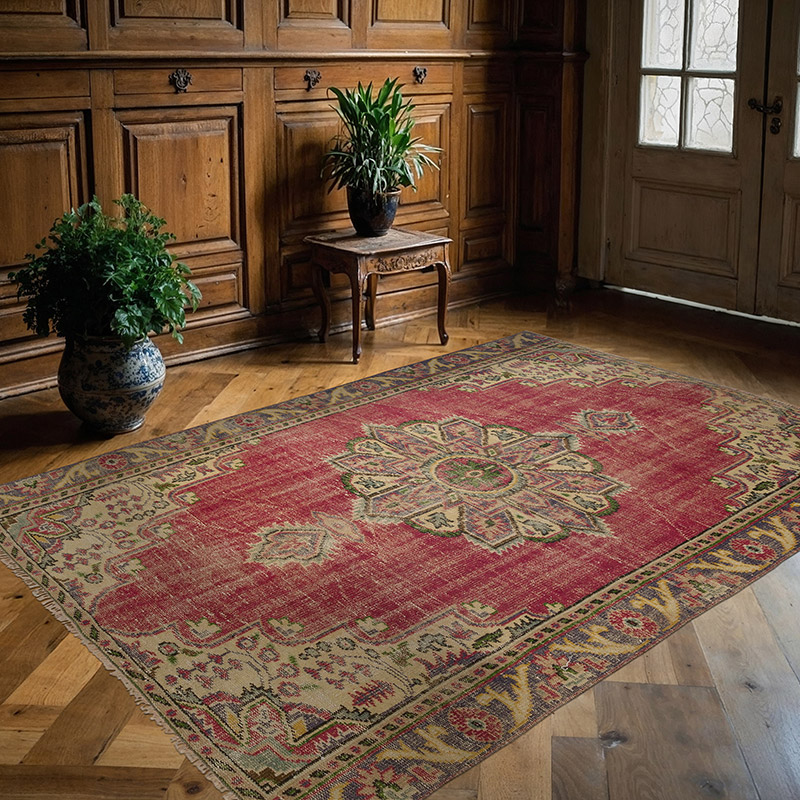 Vintage Turkish Hand-Knotted Rug - 5' 5" x 7' 5" (65" x 89") - K0090854