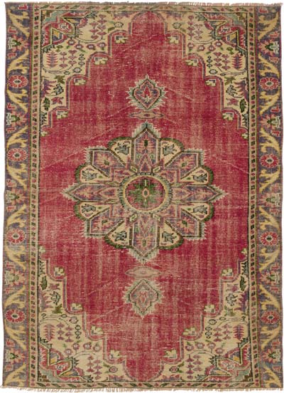 Vintage Turkish Hand-Knotted Rug - 5' 5" x 7' 5" (65" x 89")