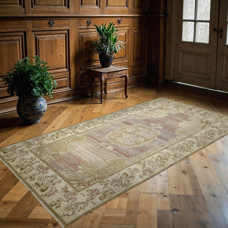Alfombra Vintage Turca Anudada a Mano - 142 cm x 255 cm - K0090889