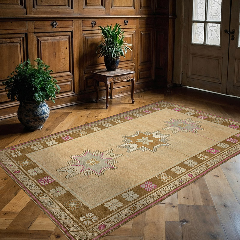 Vintage Turkish Hand-Knotted Rug - 5' 6" x 8' 7" (66" x 103") - K0090890