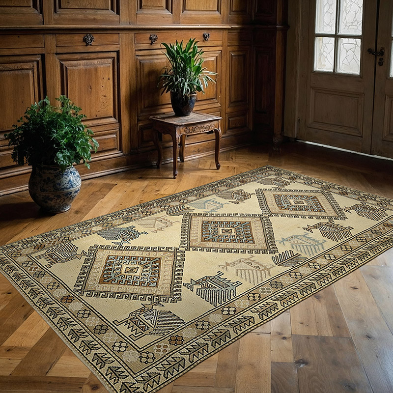 El Dokuma Vintage Halı - 154 cm x 247 cm - K0090914