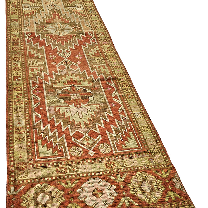 Pasillo Vintage Turco Anudado a Mano - 75 cm x 339 cm - K0090931