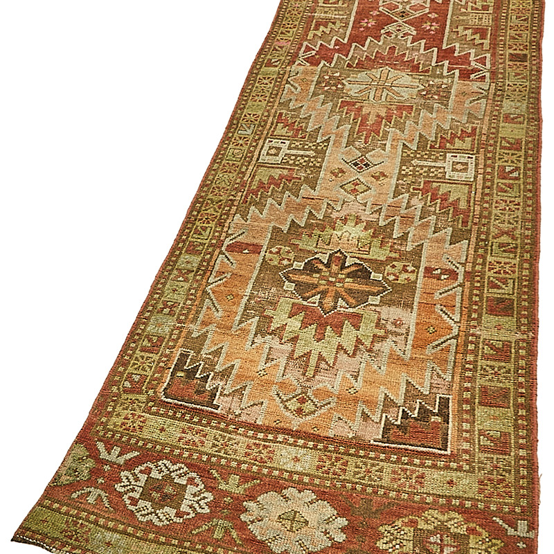 Pasillo Vintage Turco Anudado a Mano - 75 cm x 339 cm - K0090931