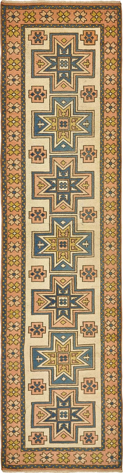 Vintage Turkish Hand-Knotted Runner - 2' 11" x 10' 11" (35" x 131")