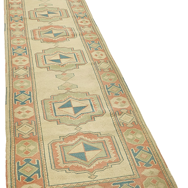 Pasillo Vintage Turco Anudado a Mano - 78 cm x 367 cm - K0090936