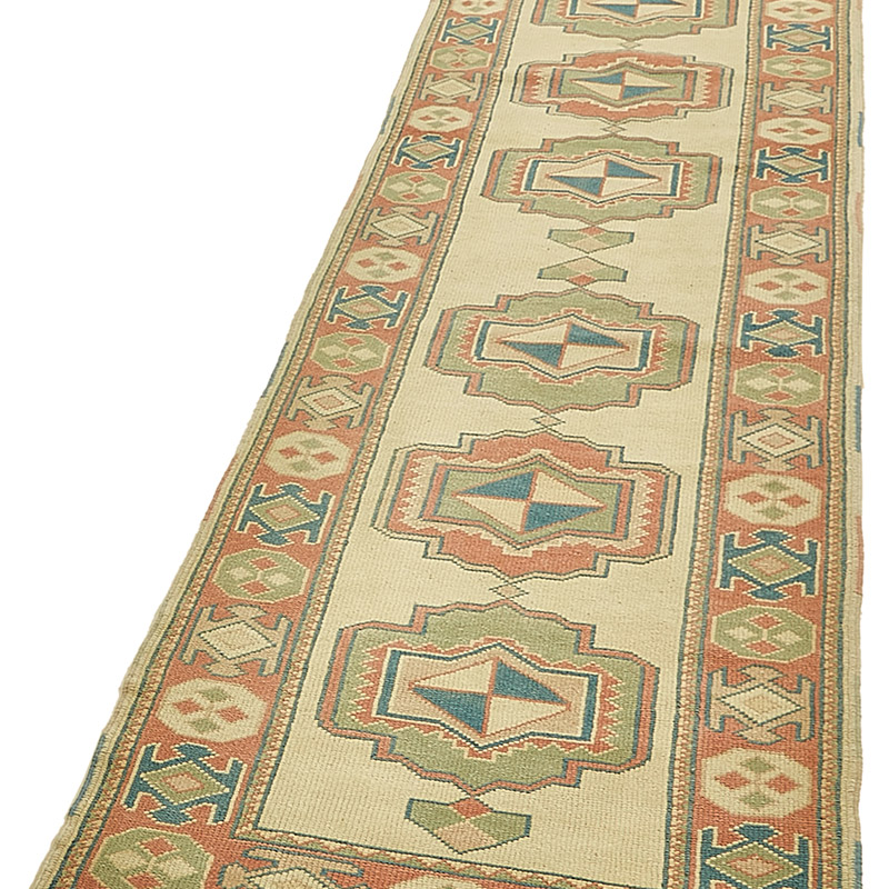 Pasillo Vintage Turco Anudado a Mano - 78 cm x 367 cm - K0090936