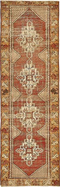 Vintage Turkish Hand-Knotted Runner - 3' 1" x 9' 7" (37" x 115")