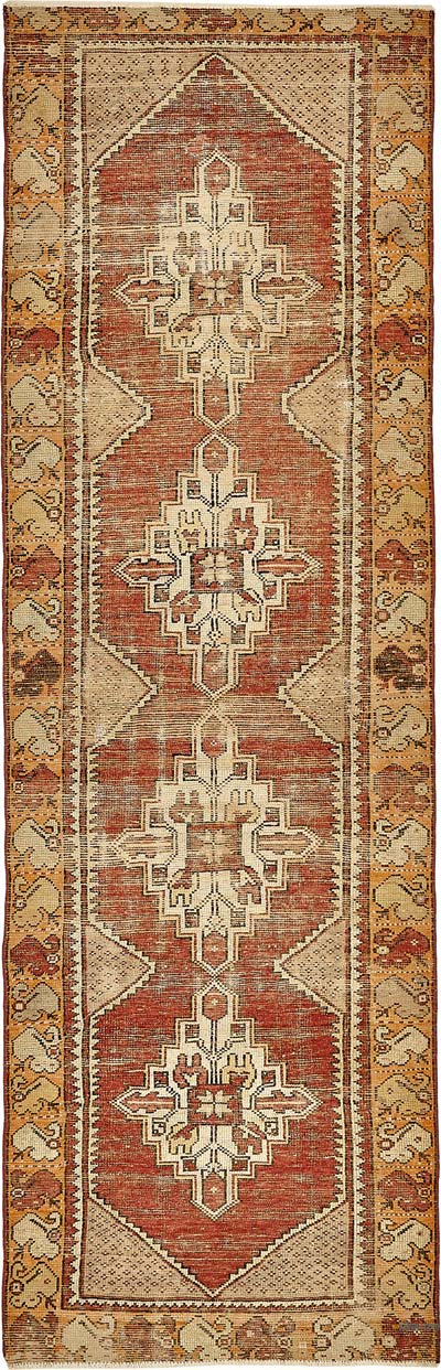 Vintage Turkish Hand-Knotted Runner - 3' 1" x 9' 7" (37" x 115")