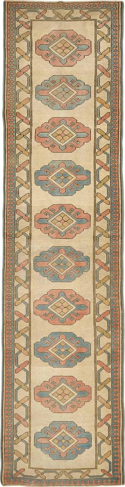 Vintage Turkish Hand-Knotted Runner - 2' 11" x 11' 11" (35" x 143")
