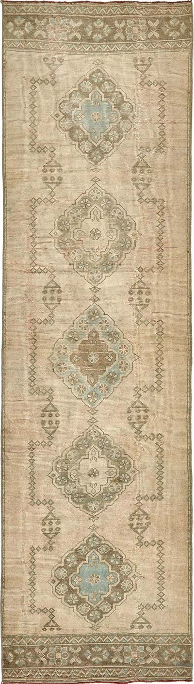 Vintage Turkish Hand-Knotted Runner - 3' 1" x 11'  (37" x 132")