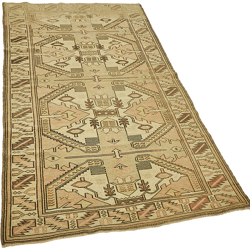 Alfombra Vintage Turca Anudada a Mano - 107 cm x 190 cm - K0090953