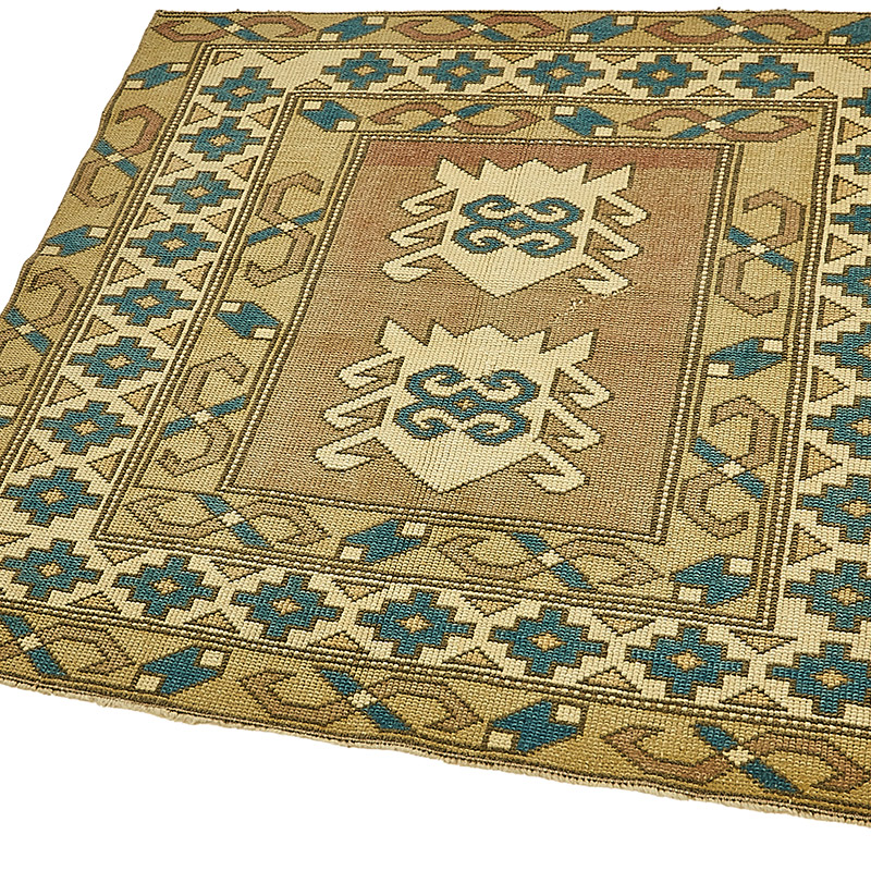 El Dokuma Vintage Halı - 110 cm x 102 cm - K0090968