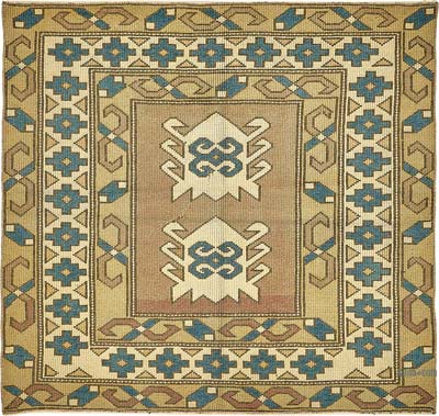 El Dokuma Vintage Halı - 110 cm x 102 cm