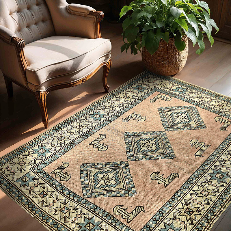 El Dokuma Vintage Halı - 142 cm x 167 cm - K0090993