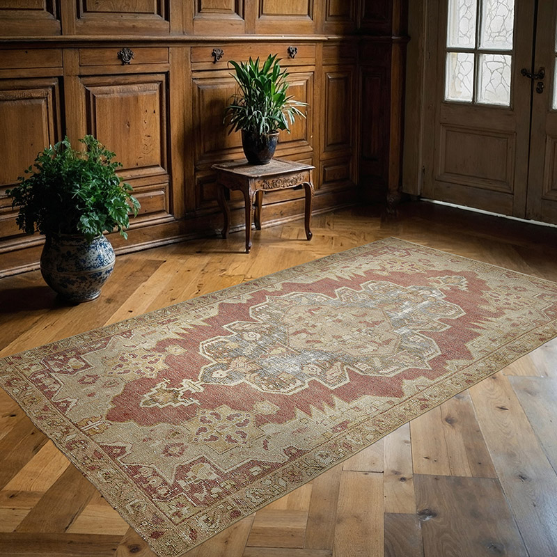 Alfombra Vintage Turca Anudada a Mano - 136 cm x 240 cm - K0091001