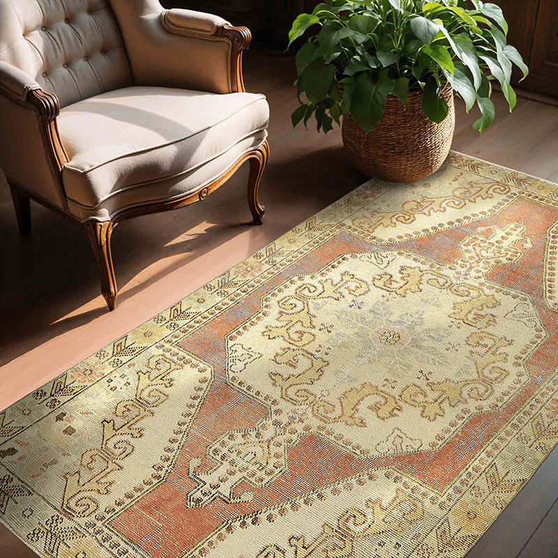Vintage Turkish Hand-Knotted Rug - 4' 6" x 7'  (54" x 84") - K0091005