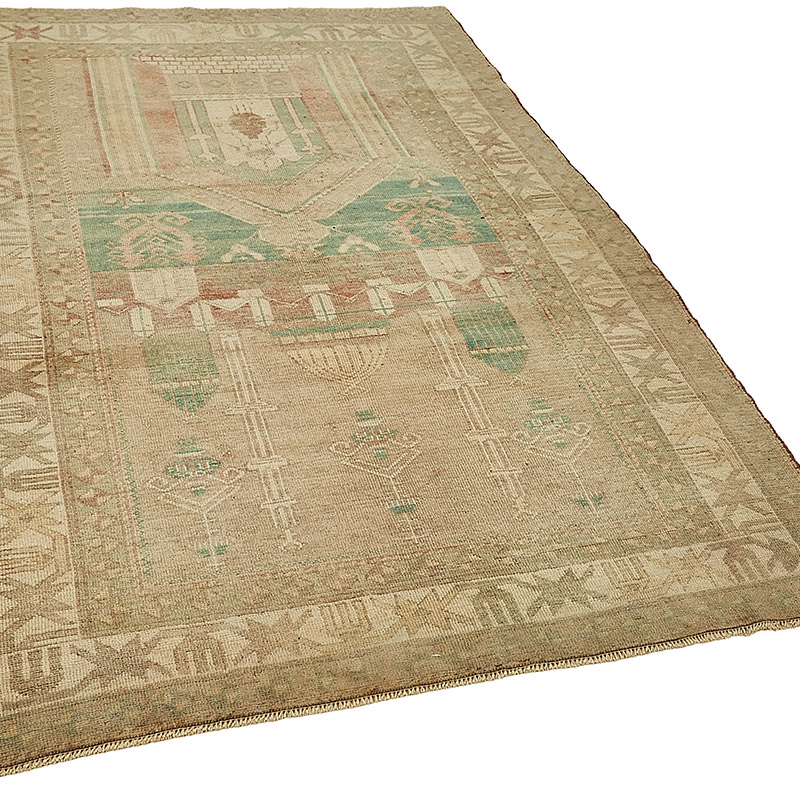 Alfombra Vintage Turca Anudada a Mano - 142 cm x 210 cm - K0091006