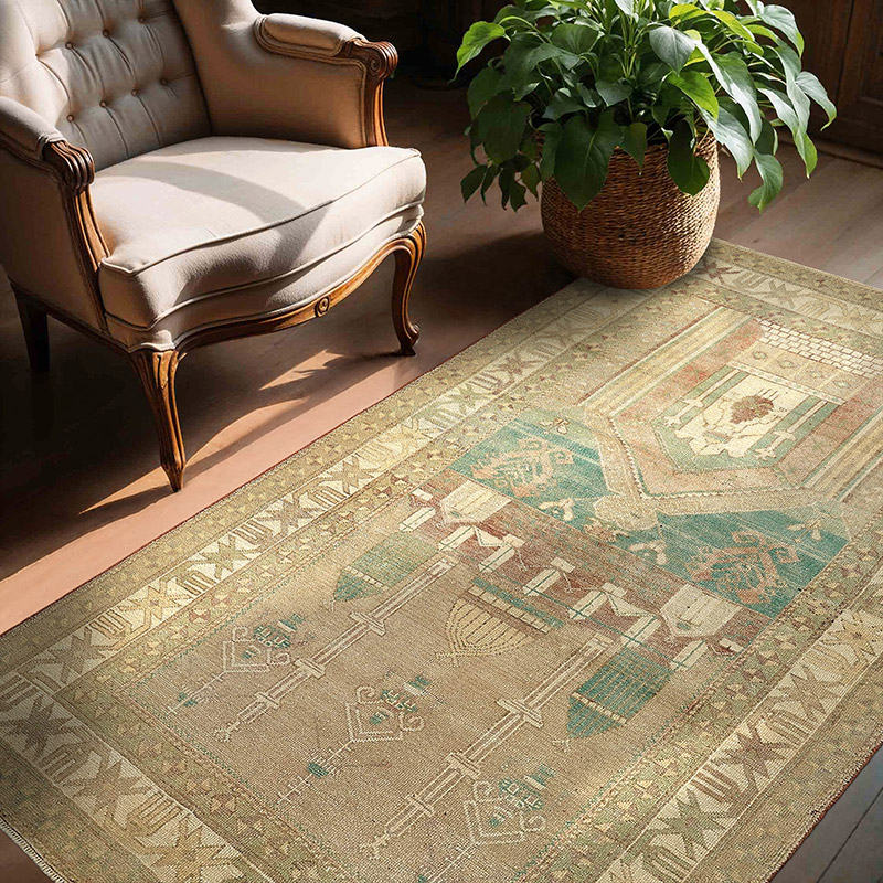 Alfombra Vintage Turca Anudada a Mano - 142 cm x 210 cm - K0091006