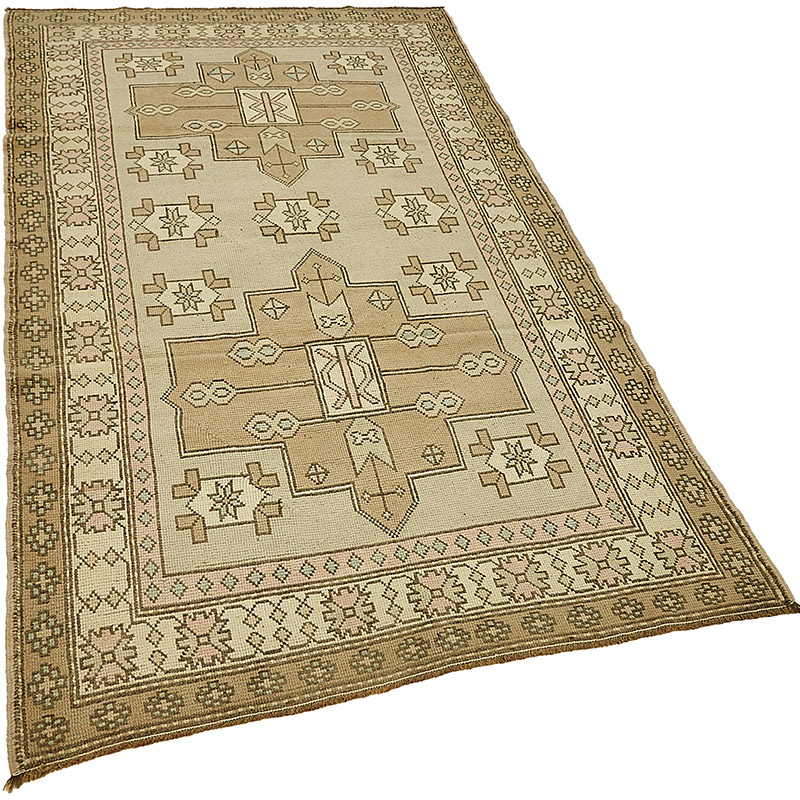Alfombra Vintage Turca Anudada a Mano - 134 cm x 237 cm - K0091011
