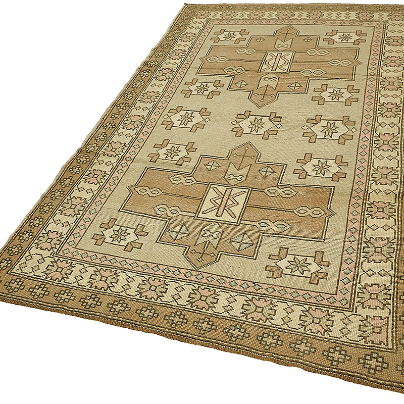 Alfombra Vintage Turca Anudada a Mano - 134 cm x 237 cm - K0091011