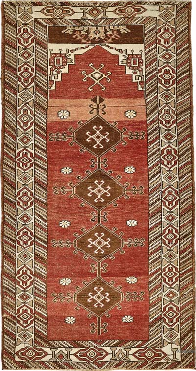 El Dokuma Vintage Halı - 100 cm x 197 cm