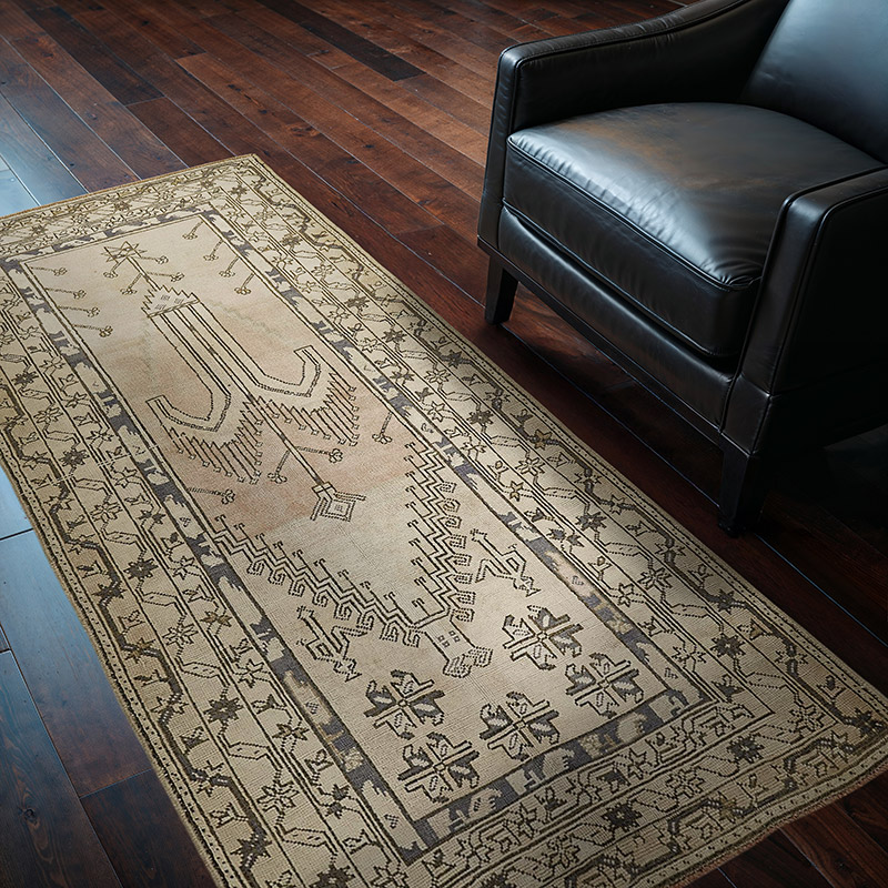 Alfombra Vintage Turca Anudada a Mano - 104 cm x 195 cm - K0091027