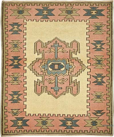 El Dokuma Vintage Halı - 95 cm x 105 cm