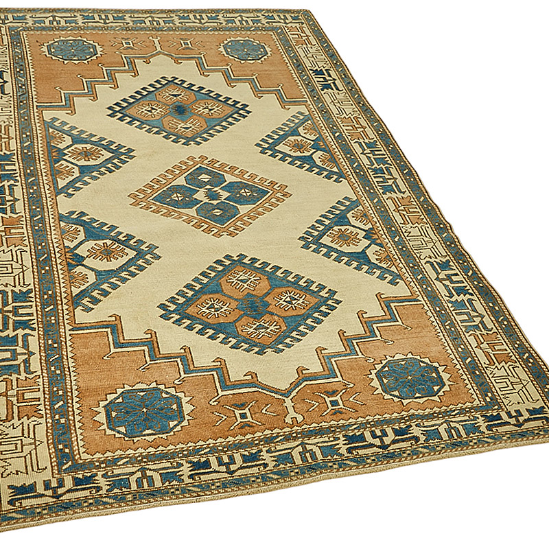 Alfombra Vintage Turca Anudada a Mano - 134 cm x 214 cm - K0091044