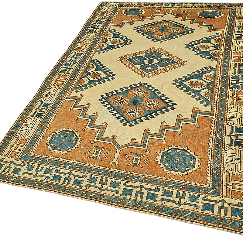 Alfombra Vintage Turca Anudada a Mano - 134 cm x 214 cm - K0091044