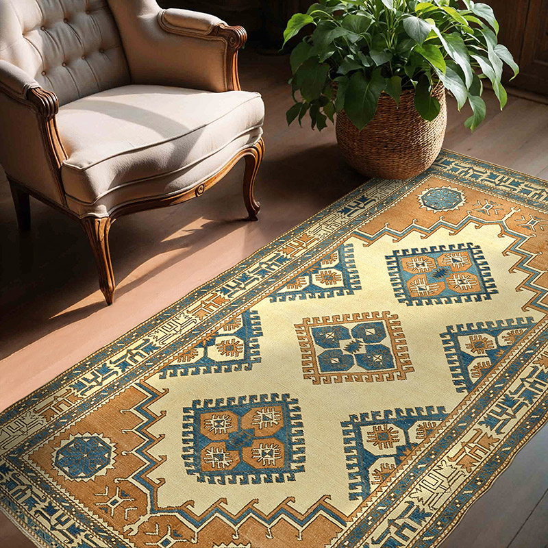 Alfombra Vintage Turca Anudada a Mano - 134 cm x 214 cm - K0091044