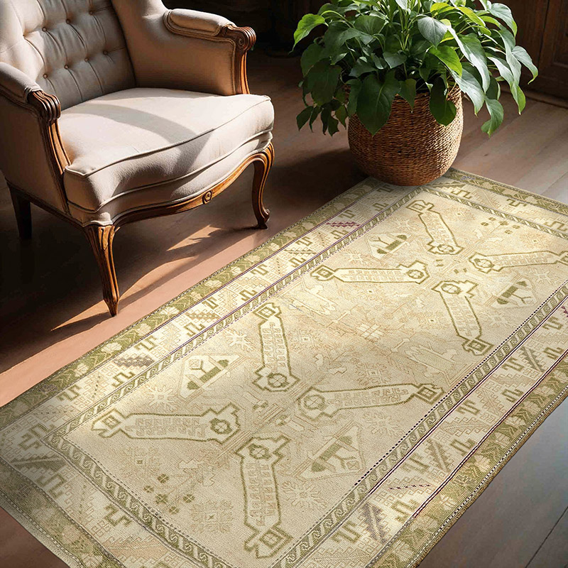 Alfombra Vintage Turca Anudada a Mano - 143 cm x 203 cm - K0091046