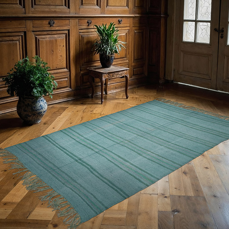 Alfombra Kilim Vintage de Cáñamo de Anatolia Sobreteñida - 140 cm x 230 cm - K0091218