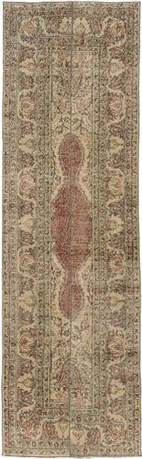 Vintage Turkish Hand-Knotted Runner - 3' 4" x 10' 9" (40" x 129")