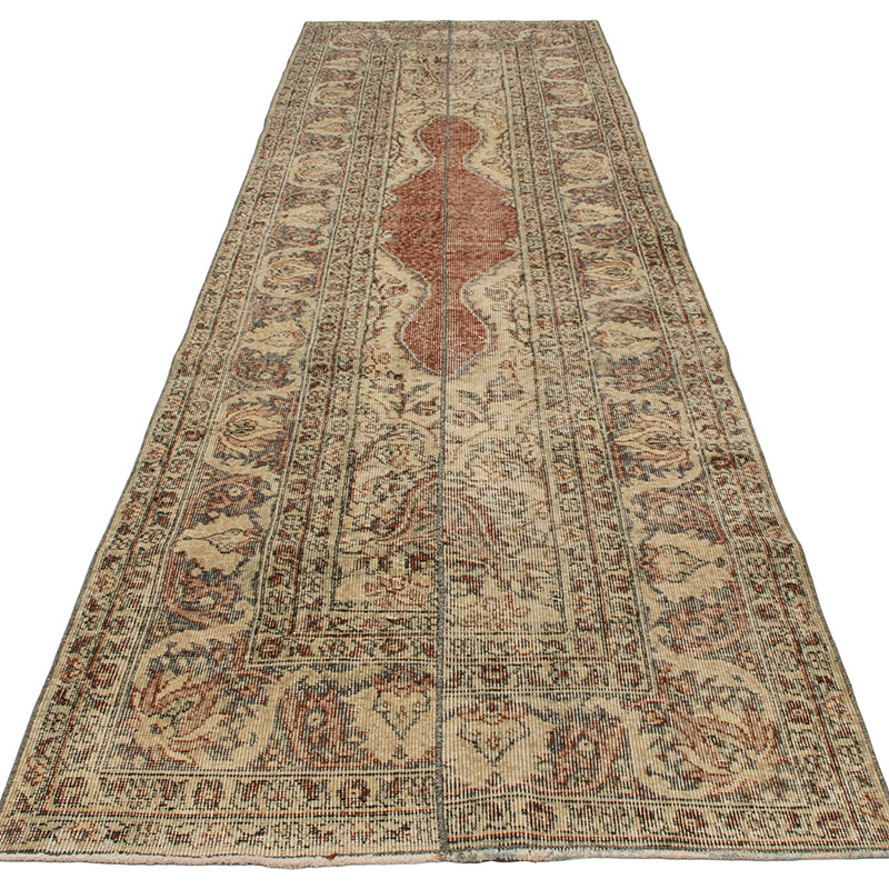 Vintage Turkish Hand-Knotted Runner - 3' 4" x 10' 9" (40" x 129") - K0091233