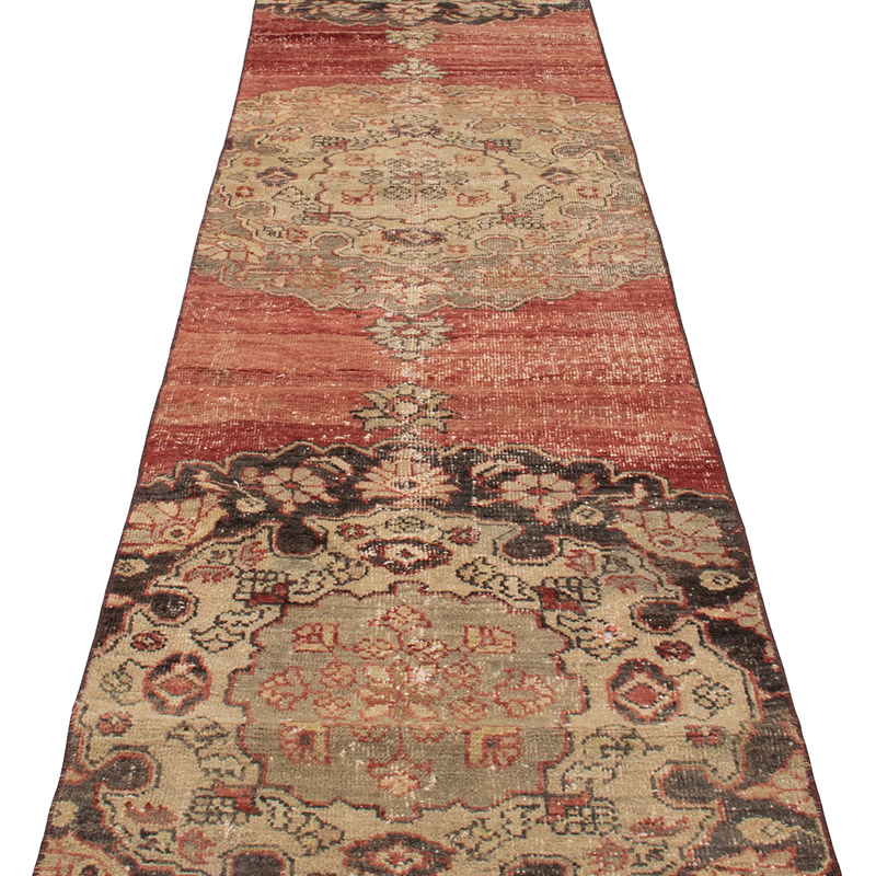 Pasillo Vintage Turco Anudado a Mano - 69 cm x 366 cm - K0091238