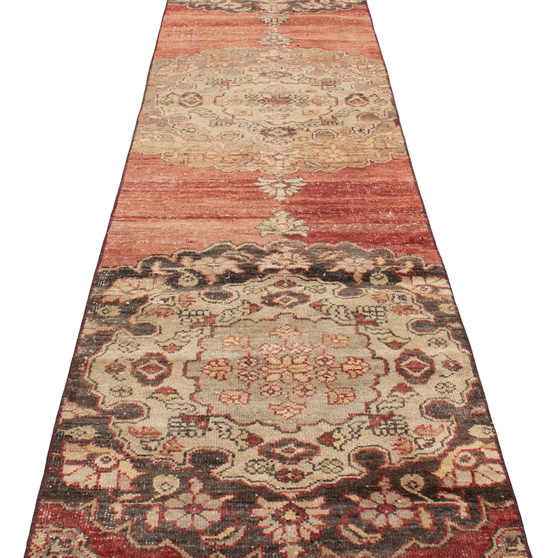 Pasillo Vintage Turco Anudado a Mano - 69 cm x 366 cm - K0091238
