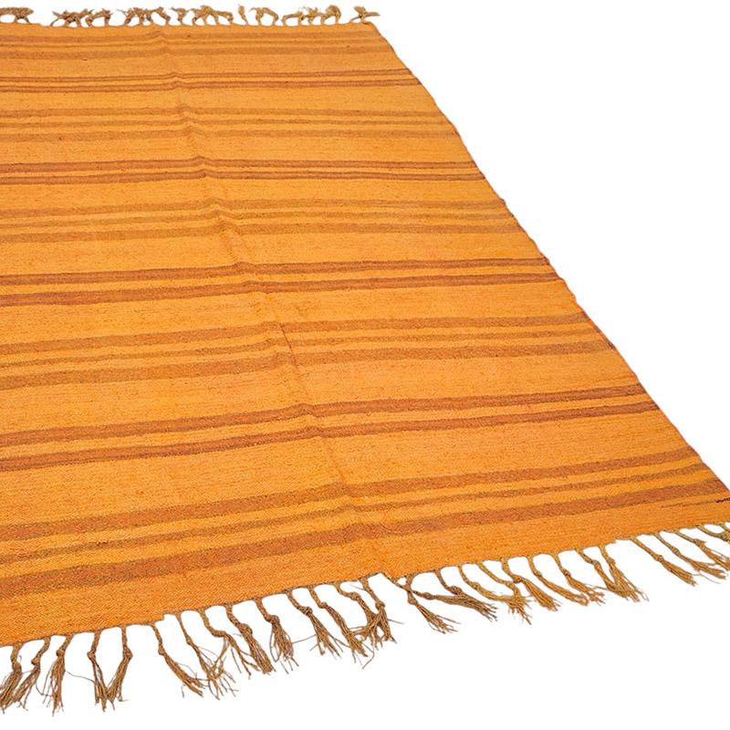 Alfombra Kilim Vintage de Cáñamo de Anatolia Sobreteñida - 135 cm x 220 cm - K0091242