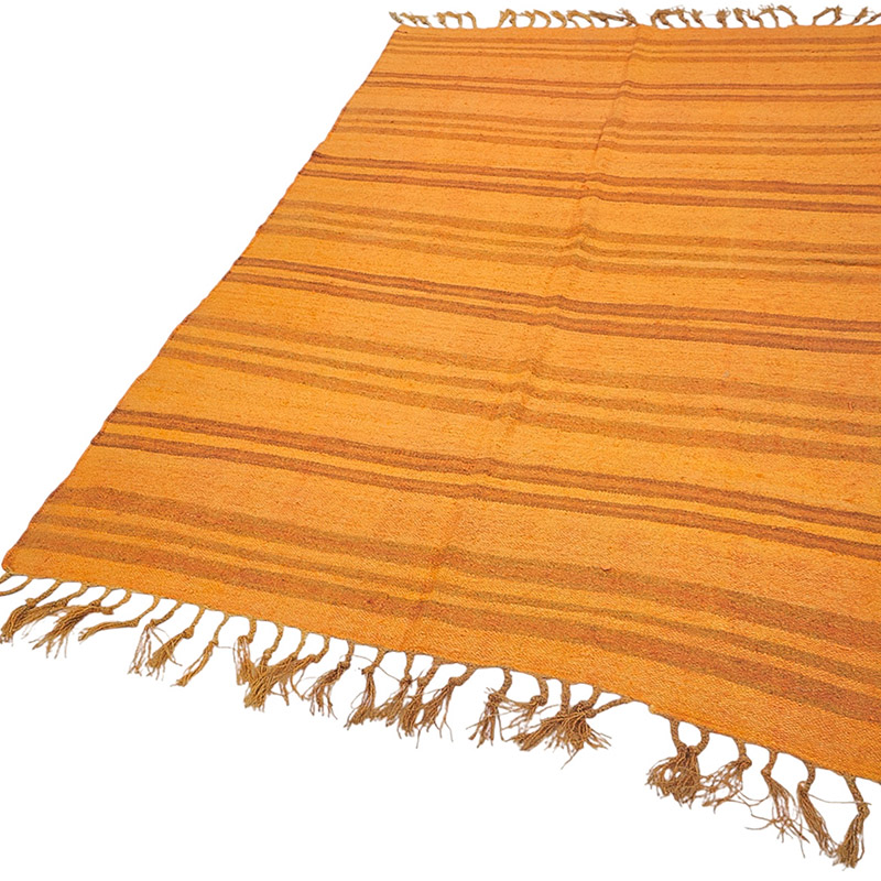 Alfombra Kilim Vintage de Cáñamo de Anatolia Sobreteñida - 135 cm x 220 cm - K0091242